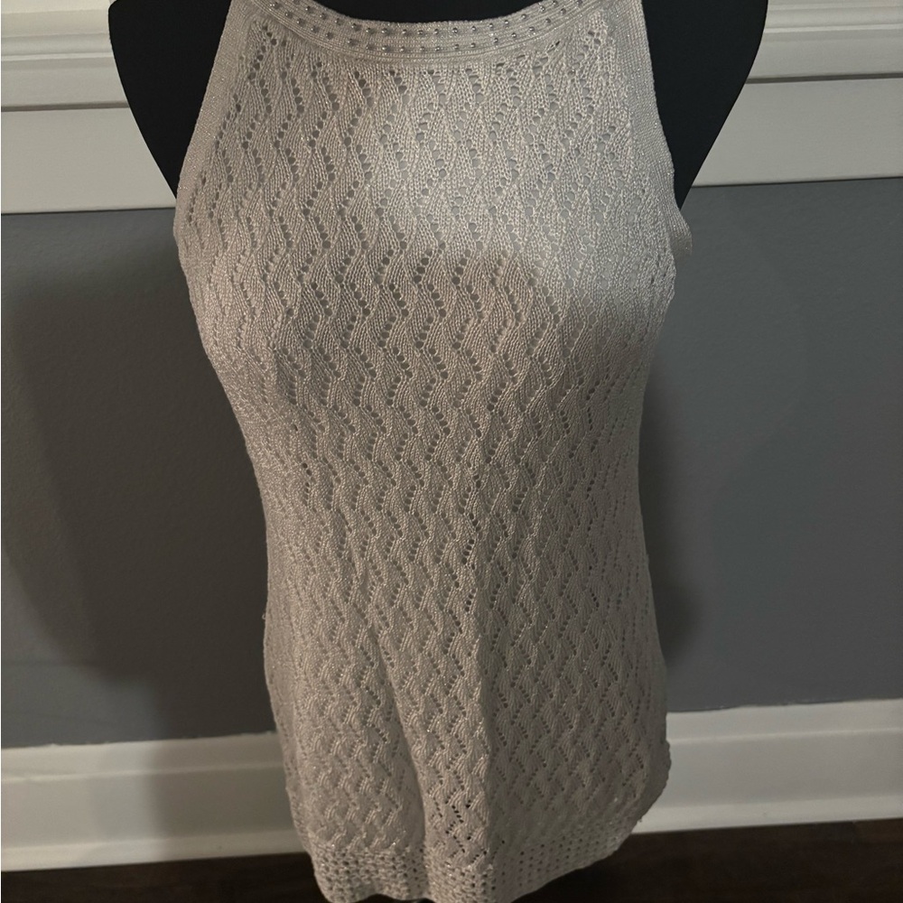 White House Black Market Taupe Textured Mini Dress